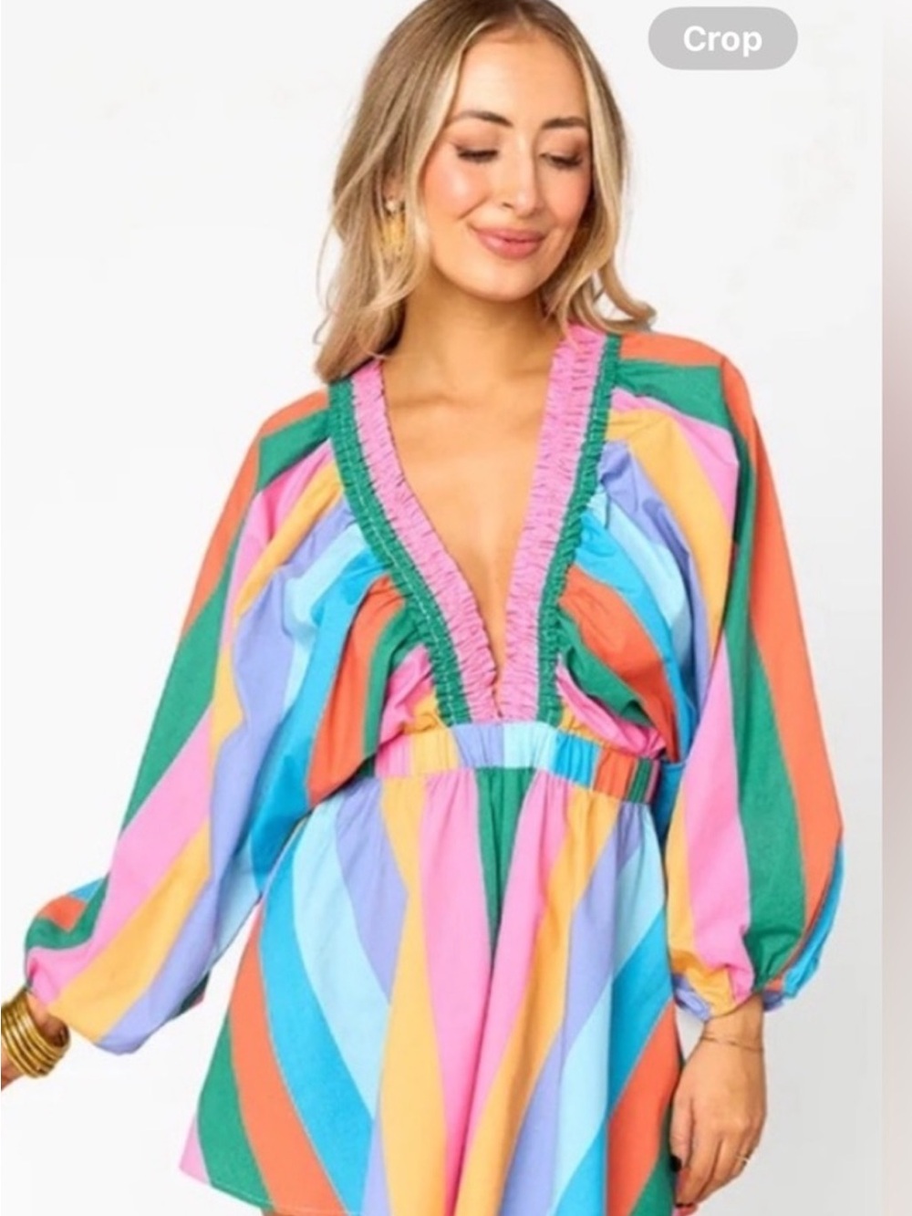 Buddy Love Multicolor Striped V-Neck Romper